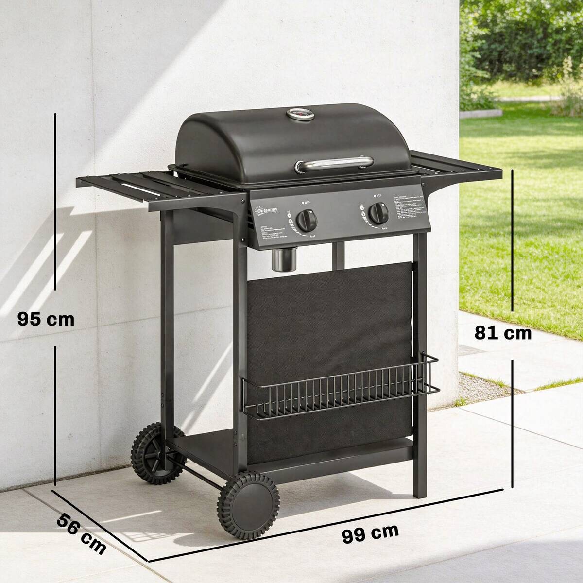 Outsunny Gasgrill Edelstahl B/H/L: ca. 56x95x99 cm