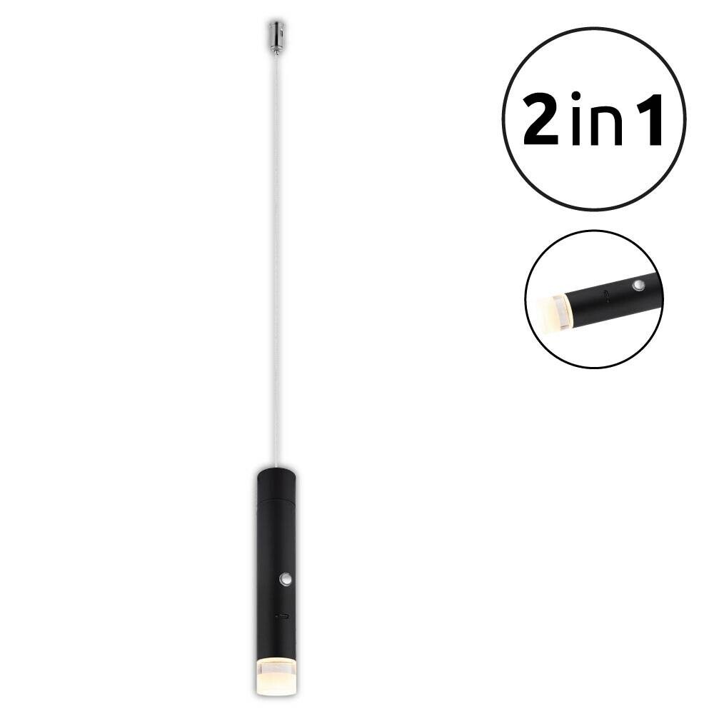 GLOBO LED-Hängeleuchte klar mattschwarz Metall Acryl H/D: ca. 120x3,8 cm 1.0 Brennstellen