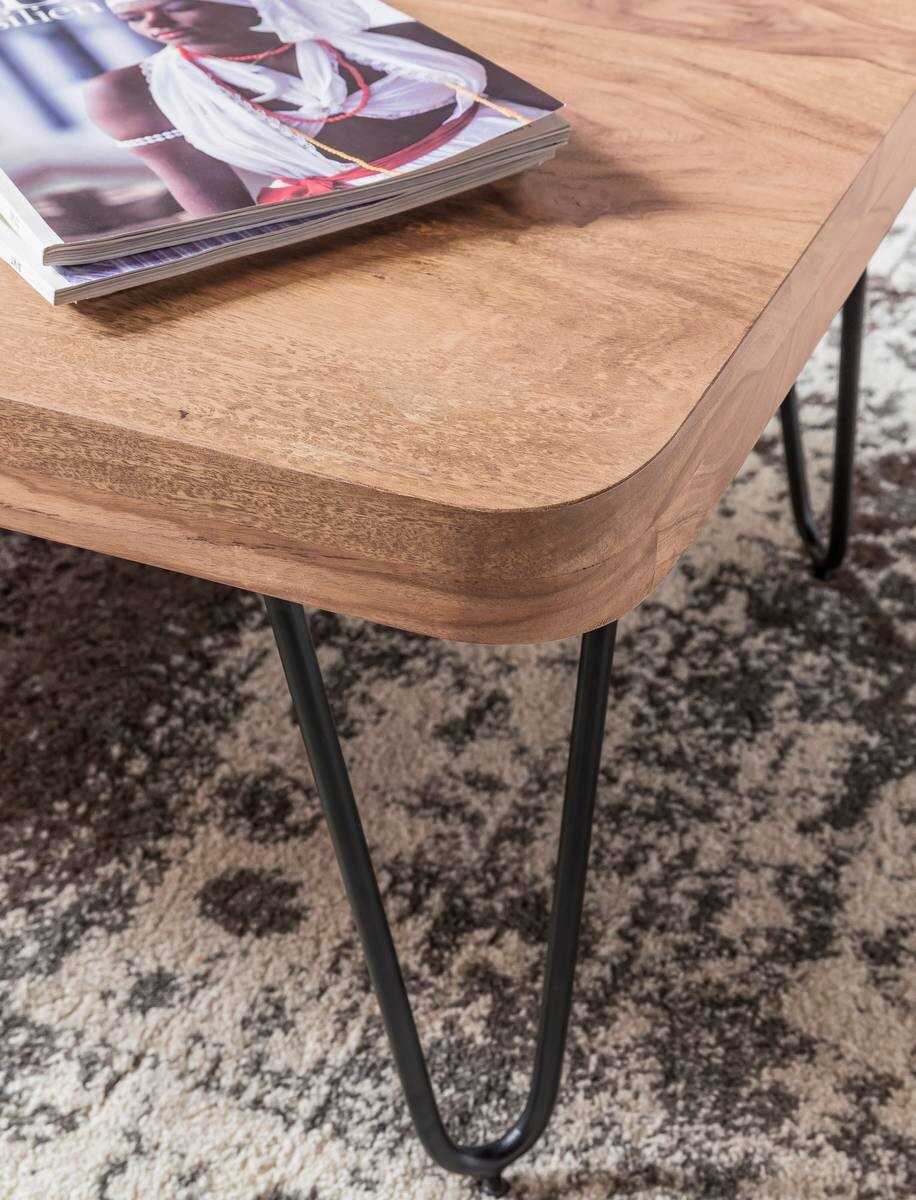 Wohnling Couchtisch natur schwarz Akazie Metall B/H/T: ca. 115x40x60 cm