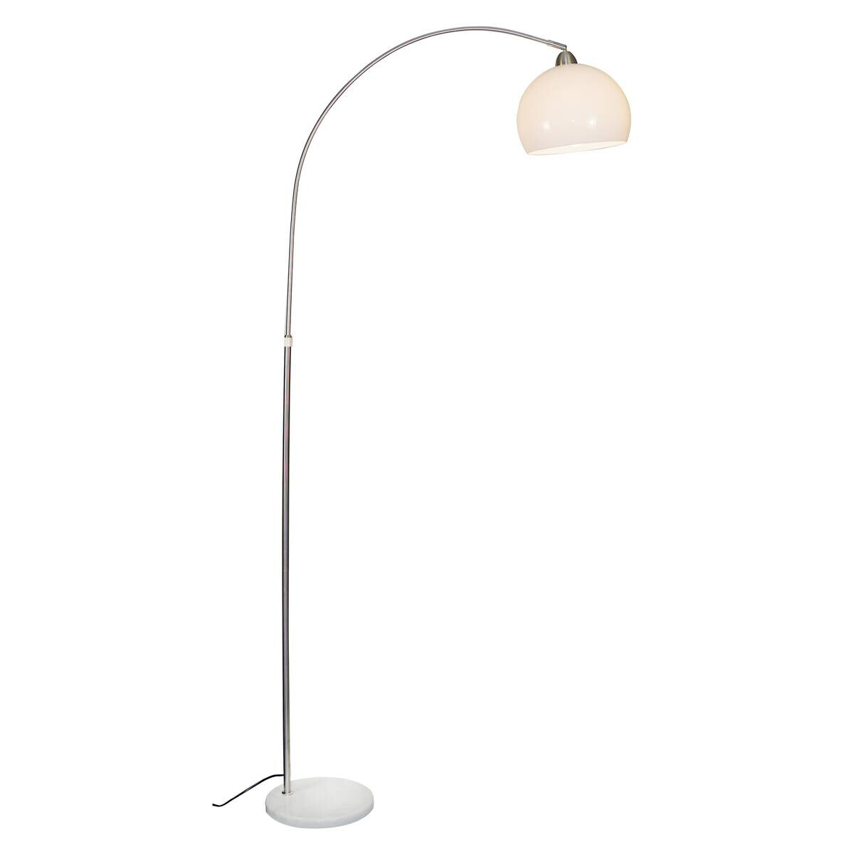 POCOline Stehlampe Arco weiß nickel Metall Kunststoff H: ca. 208 cm E27 1 Brennstellen