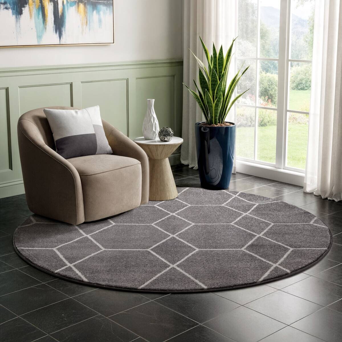 Sanat Teppich Trellis grau B/L: ca. 150x150 cm