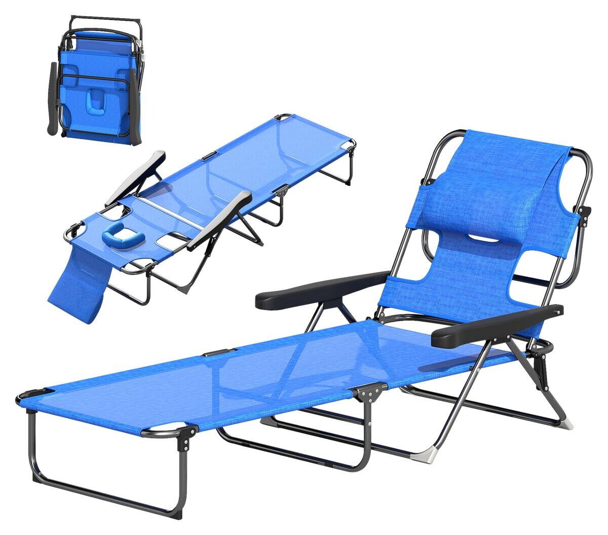 Outsunny Sonnenliege blau Stahl B/H/L: ca. 72x31x194 cm