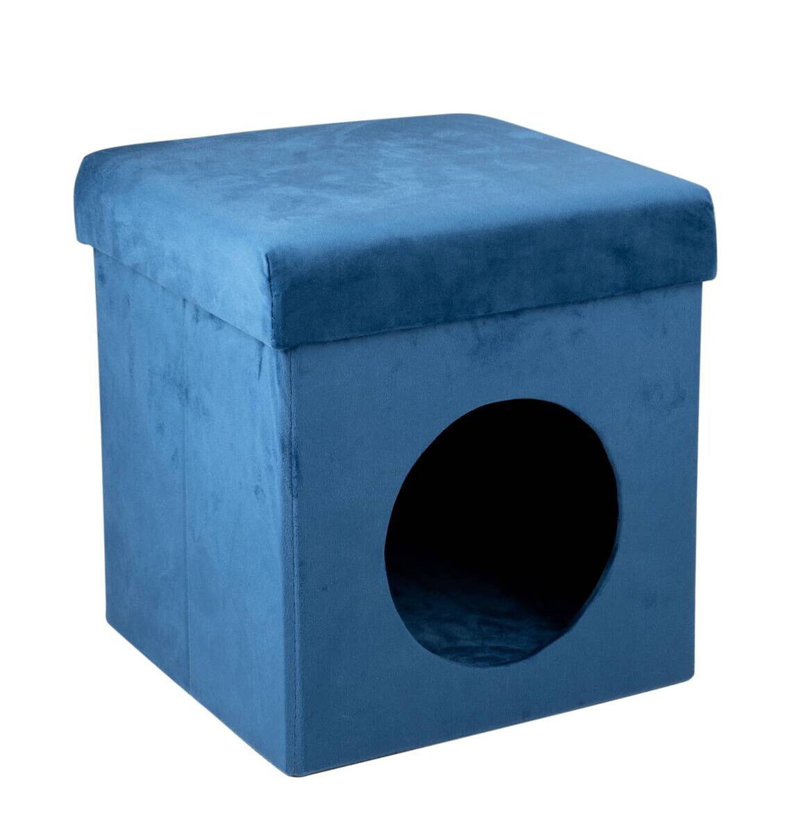 Katzenhaus blau Polyester B/H/L: ca. 34x36x34 cm