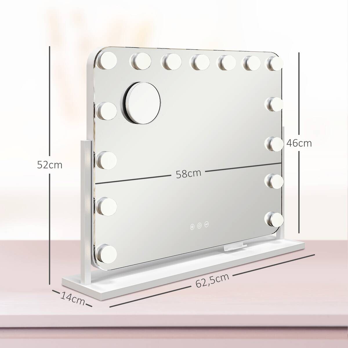 HOMCOM LED-Spiegel weiß B/H/L: ca. 14x52x62,5 cm