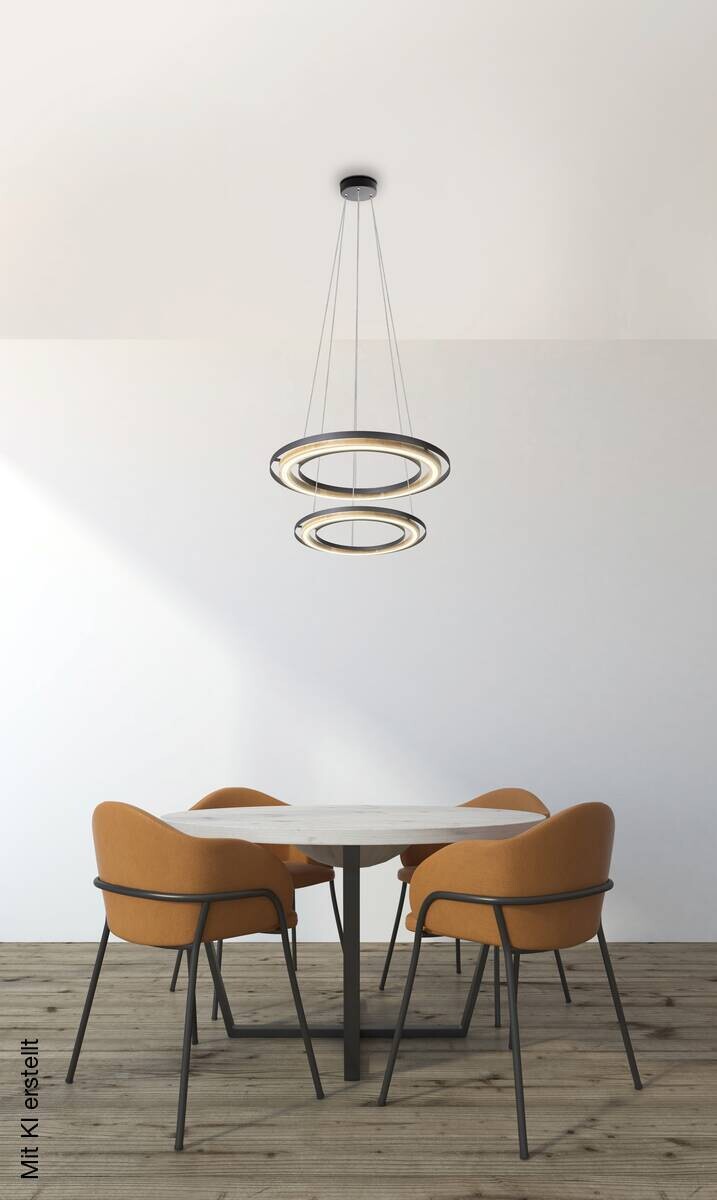 GLOBO LED-Pendelleuchte RILAS schwarz natur Bambus Metall H/D: ca. 150x56 cm 2 Brennstellen