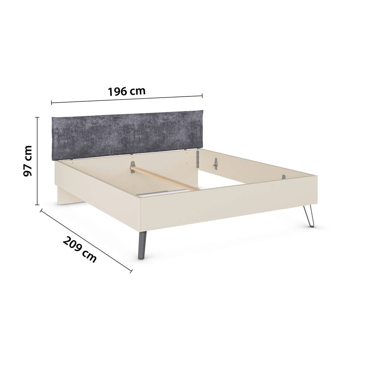 Bett Briona champagner B/H/T: ca. 196x97x209 cm Liegefläche B/L: ca. 180x200 cm