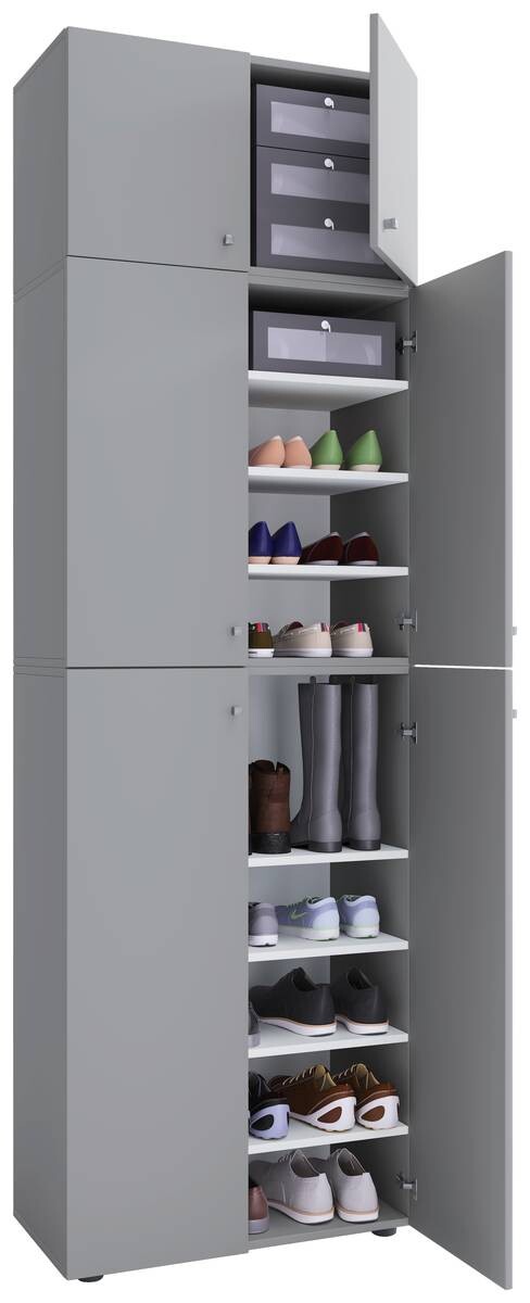 Schuhschrank Lona grau weiß B/H/T: ca. 70x223x39 cm