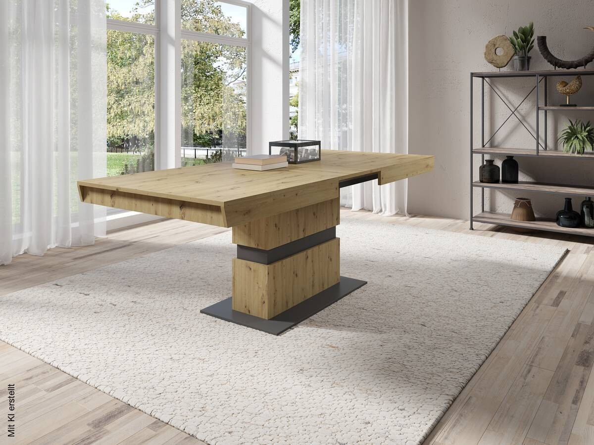 Tisch MATTHEW Eiche Nachbildung anthrazit B/H/T: ca. 160x75x90 cm