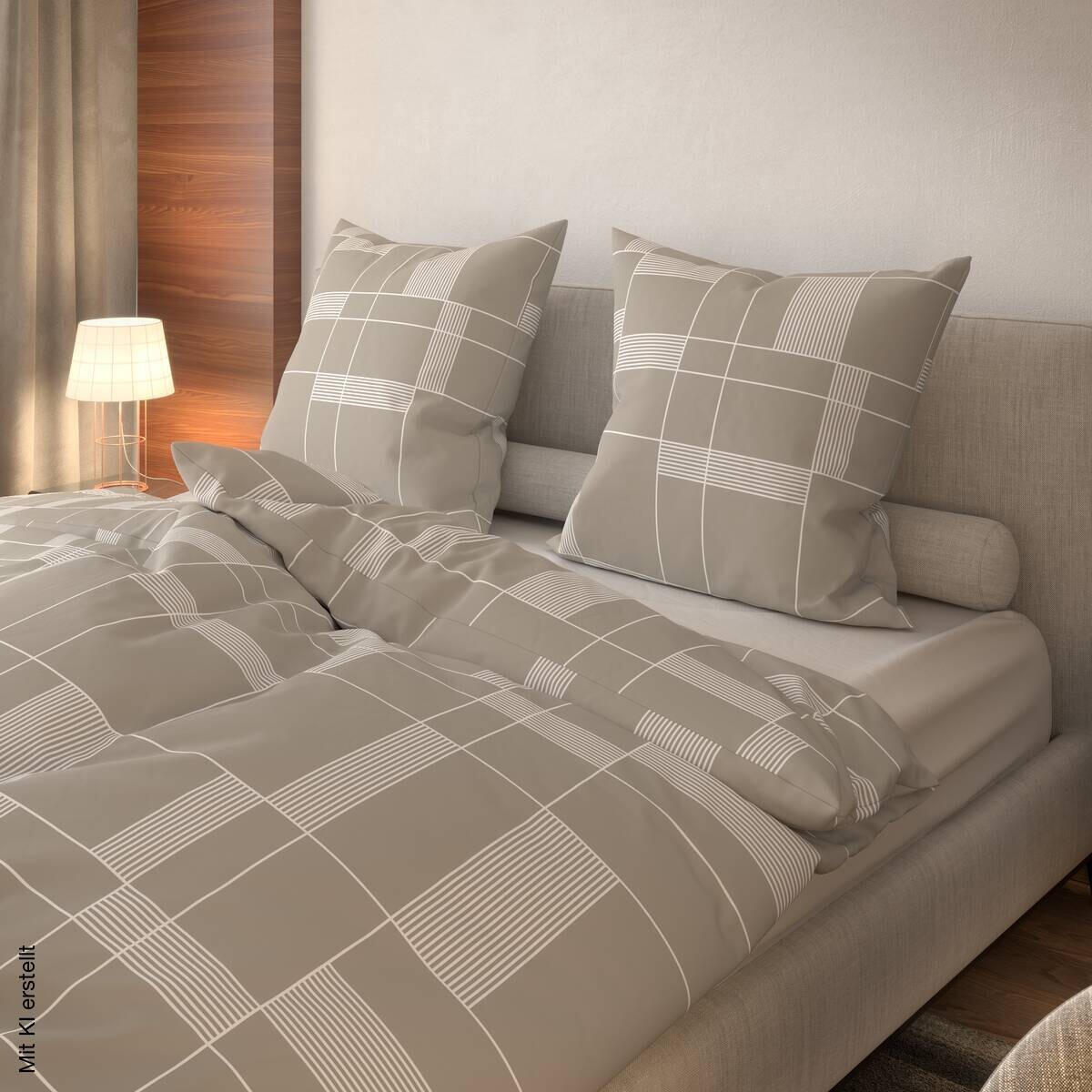 Microfaser Bettwäsche beige Polyester B/L: ca. 135x200 cm