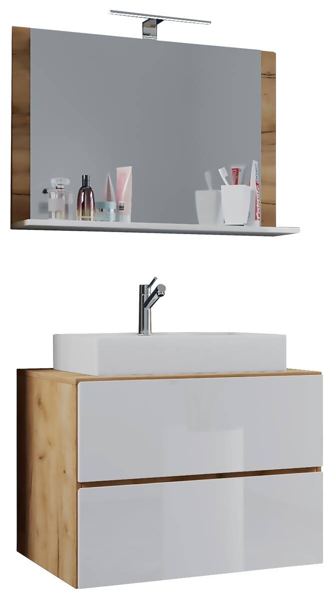 Waschplatz 3tlg-Lendas weiß Eiche Honig Nachbildung weiß B/H/T: ca. 80x52x52 cm