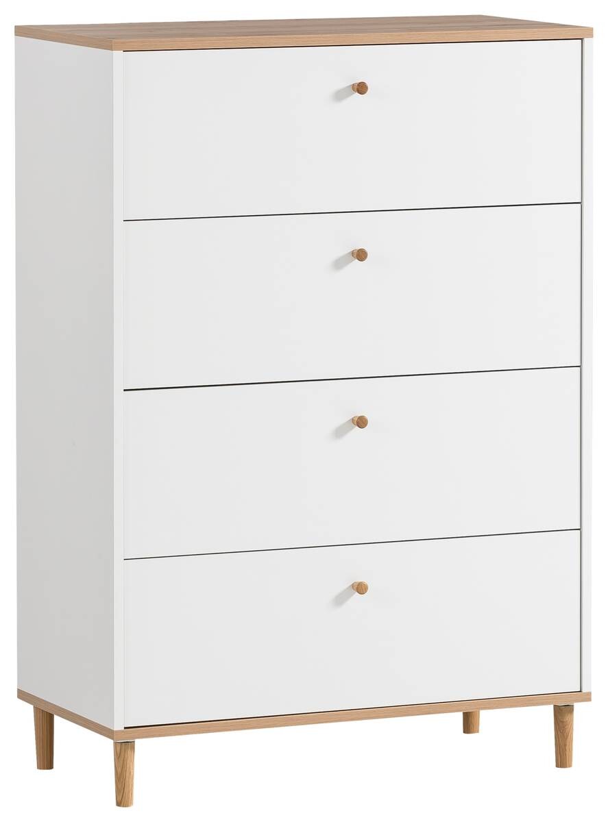 Kommode Hilda weiß matt Eiche Artisan Nachbildung B/H/T: ca. 80,1x116,7x40 cm