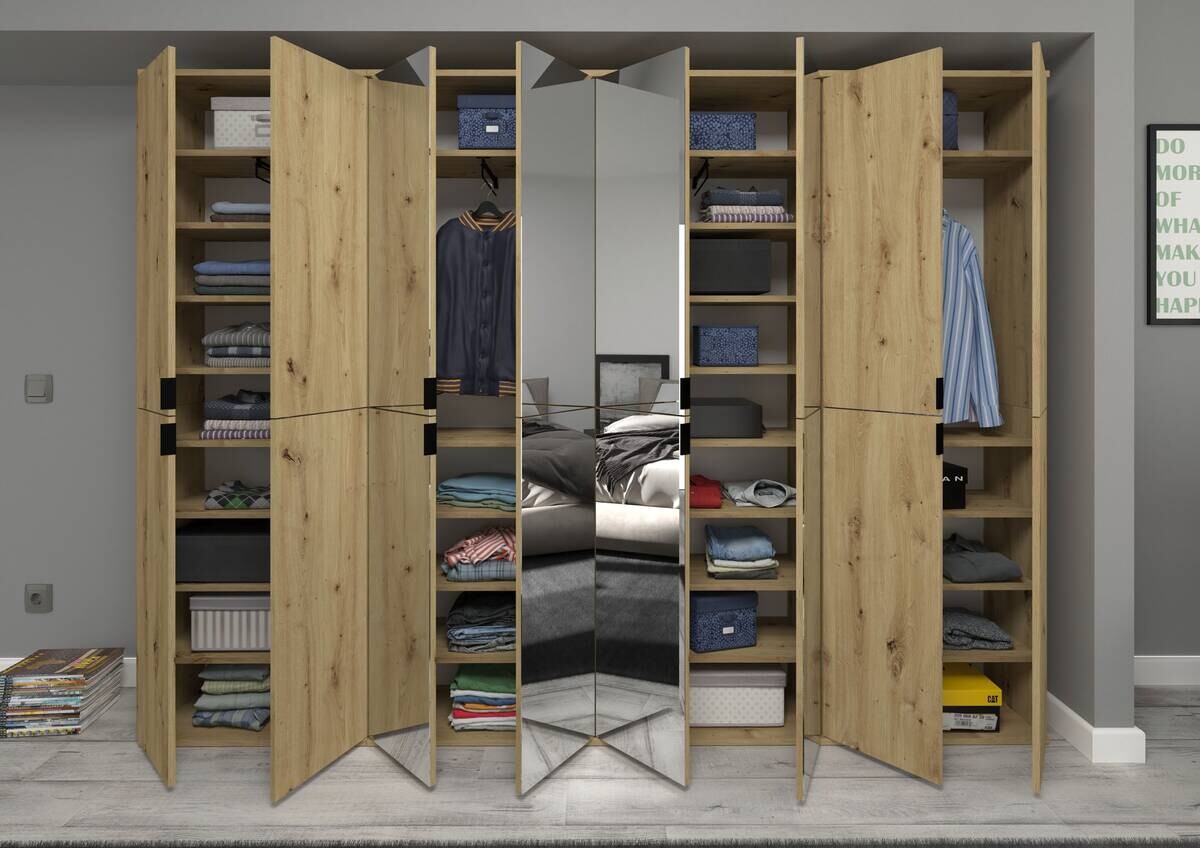 Garderobe PROJEKT Eiche Artisan Nachbildung Spiegel B/H/T: ca. 244x193x34 cm
