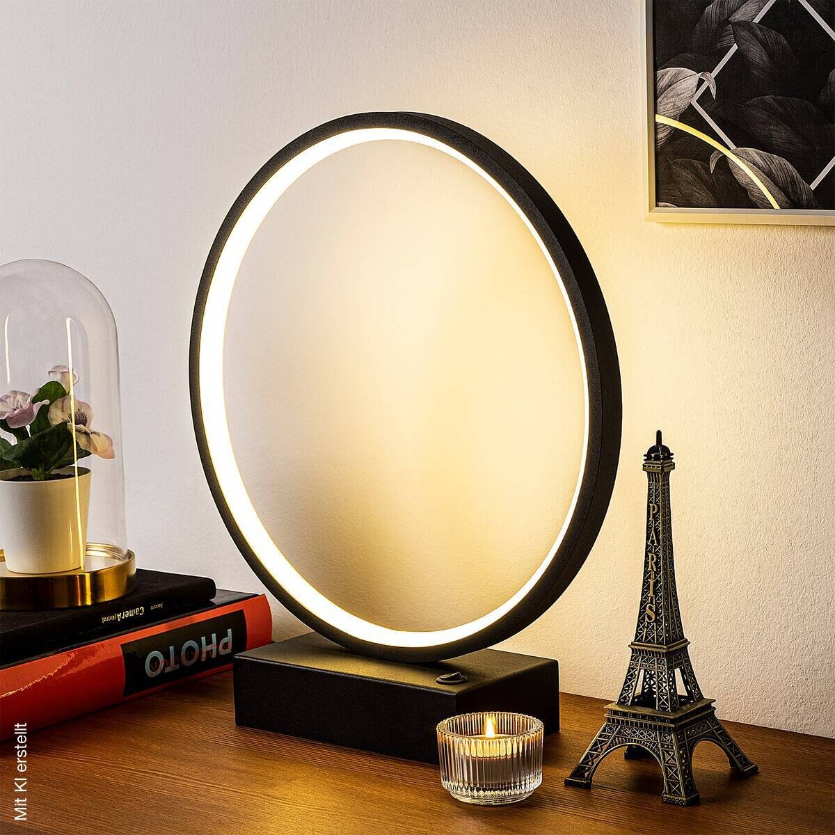 Opviq LED-Tischleuchte schwarz B/H/T: ca. 30x35x9 cm