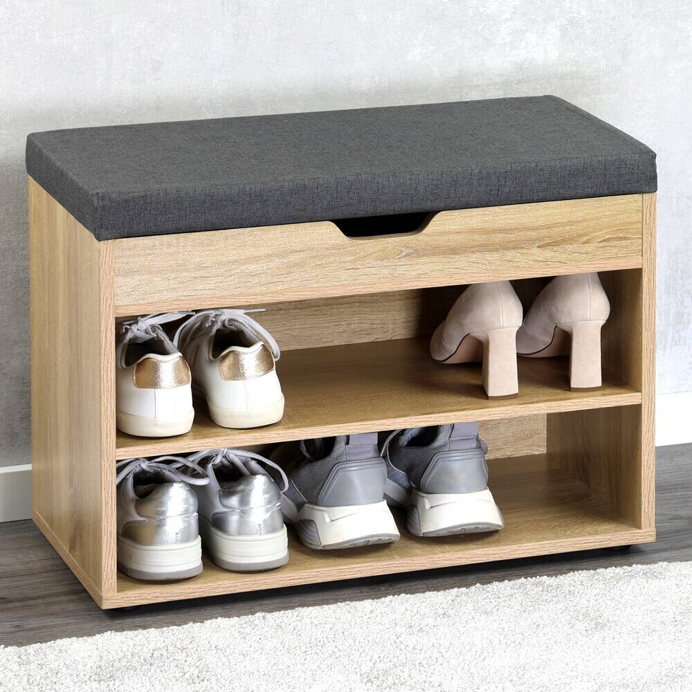 Kesper Schuhschrank mit Sitzkissen Eiche Spanplatte B/H/L: ca. 30x45x60 cm