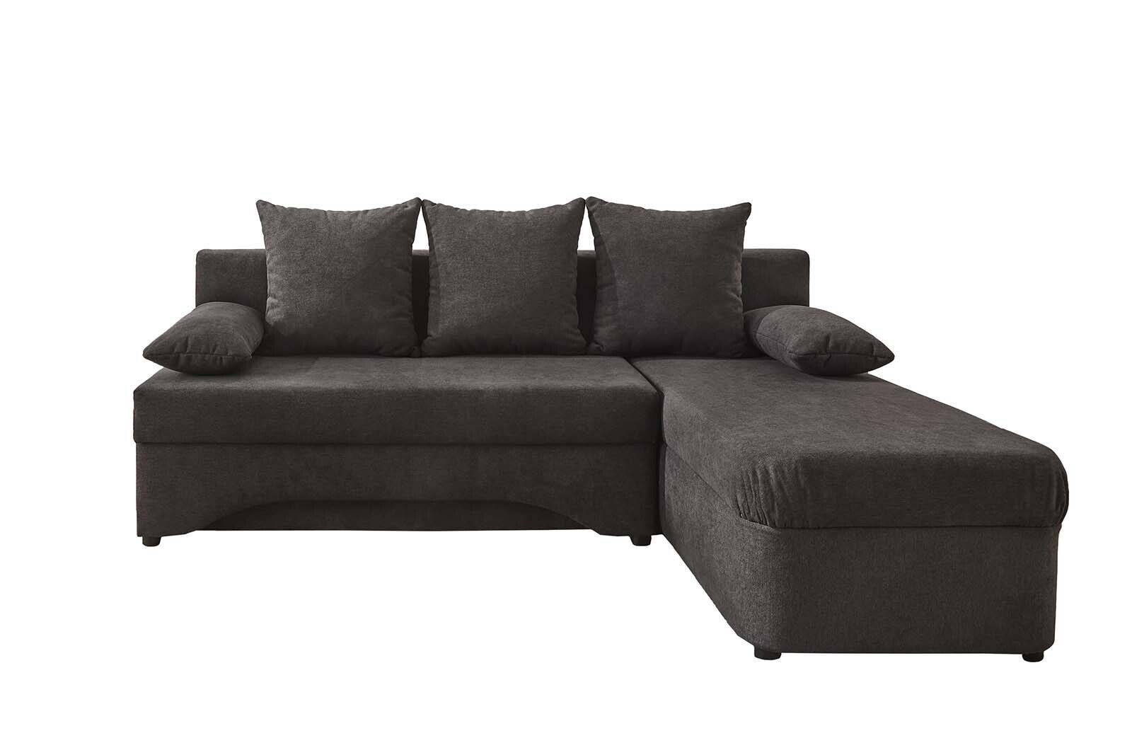 Ecksofa mit Bettfunktion und Bettkasten grau Microfaser B/H/T: ca. 191x70x142 cm
