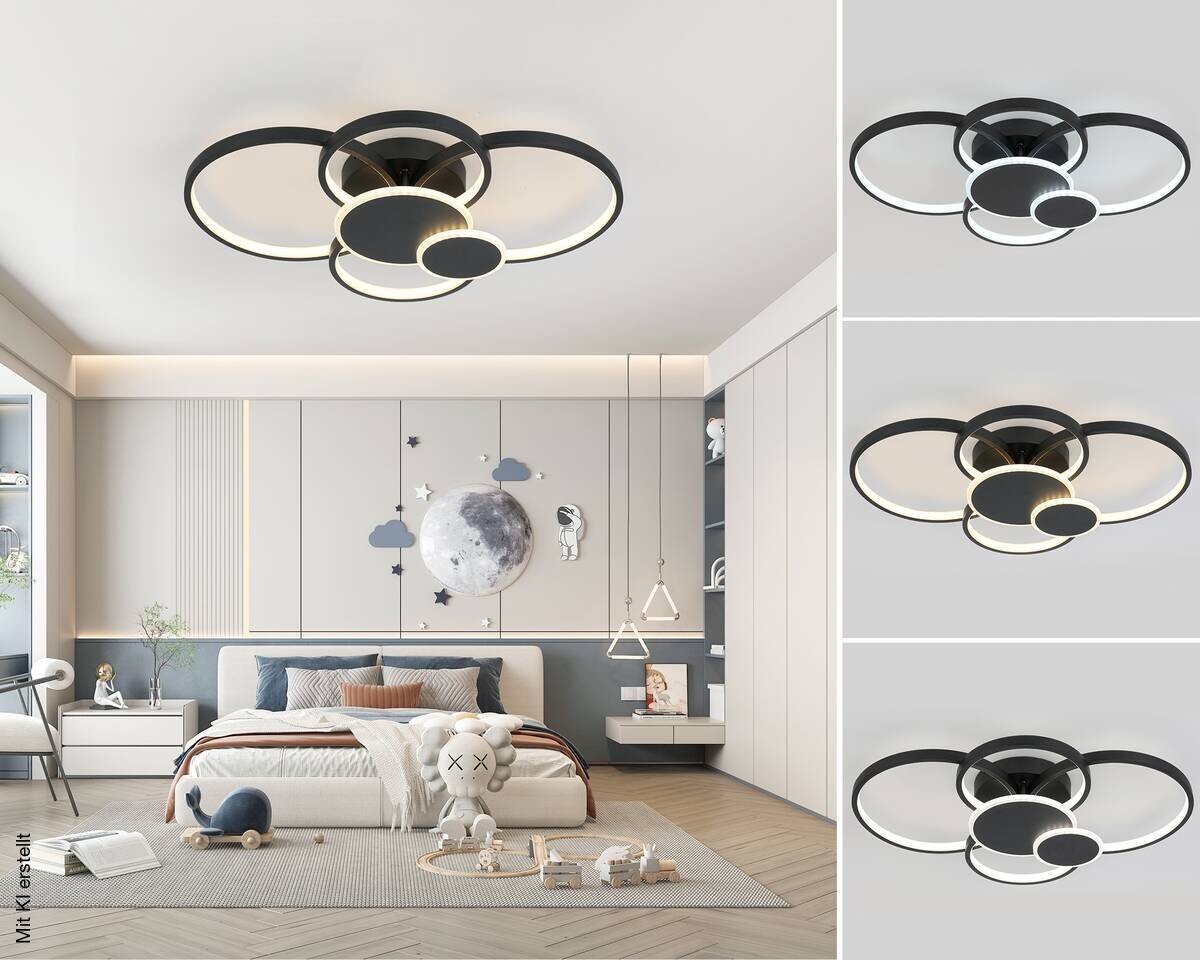 Nolo LED-Deckenleuchte Ring schwarz Metall B/H/L: ca. 46x10x65 cm