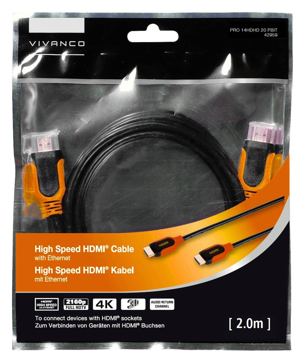 Vivanco HDMI-Kabel schwarz orange