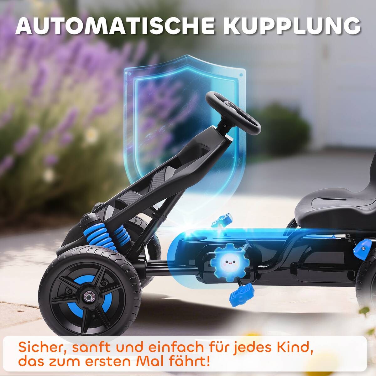 AIYAPLAY Kinder Gokart blau B/H/L: ca. 59x60,5x100 cm