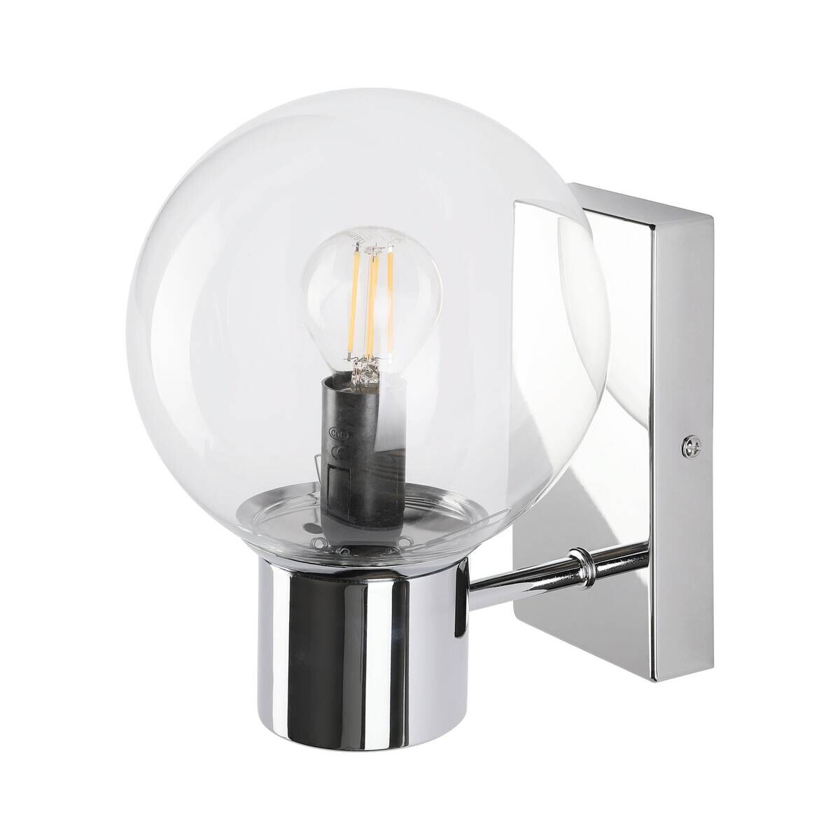 Lamkur Wandleuchte transparent Chrom Stahl Glas B/H/L: ca. 18x20x18 cm E14 1 Brennstellen