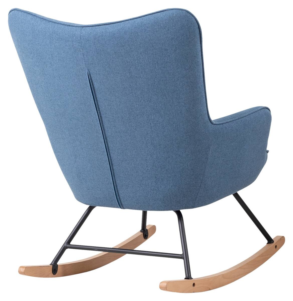 byLIVING Schaukelstuhl RICHIE blau schwarz natur Webstoff Metall Buche B/H/T: ca. 72x92x92 cm