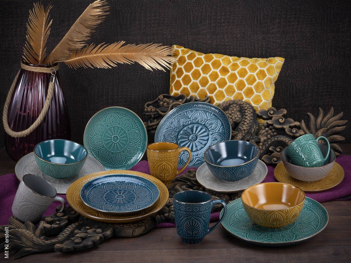 CreaTable Kombiservice Samarkand multicolor Steinzeug 16 tlg.