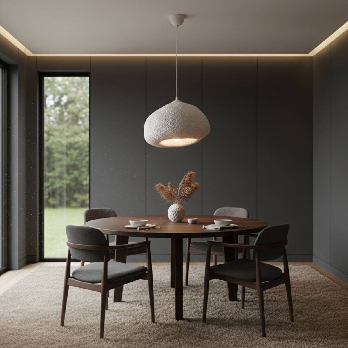 Opviq Pendelleuchte weiß Metall Fiberglas B/T/L: ca. 42x40x42 cm E27 1 Brennstellen