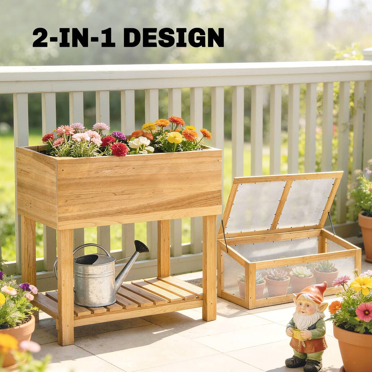 Outsunny Hochbeet mit Frühbeetaufsatz B/H/T/L: ca. 45x108,5x45x80 cm
