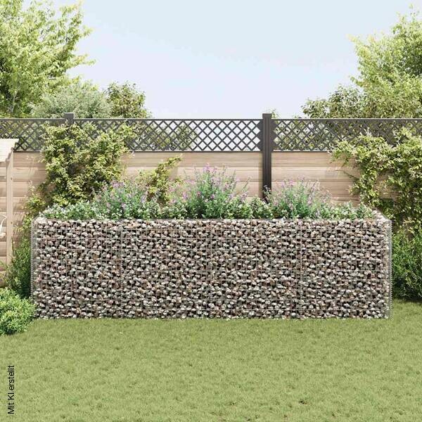 Gabionen-Hochbeet silber Stahl B/H/L: ca. 90x100x360 cm