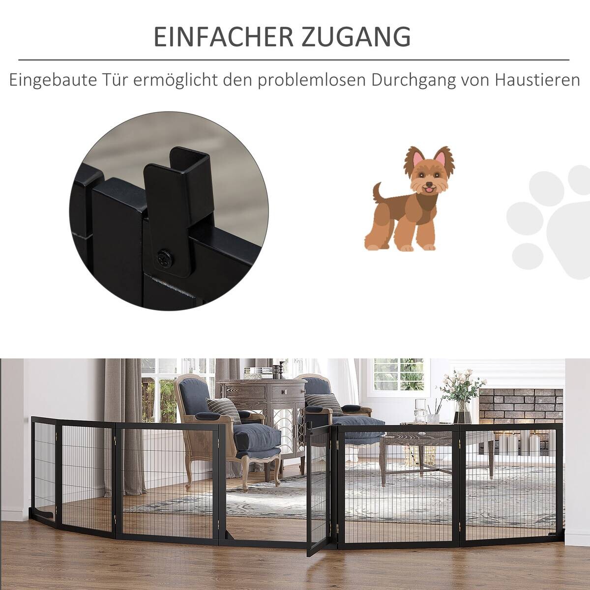 PawHut Schutzgitter schwarz Polypropylen B/H/L: ca. 36x432x70 cm