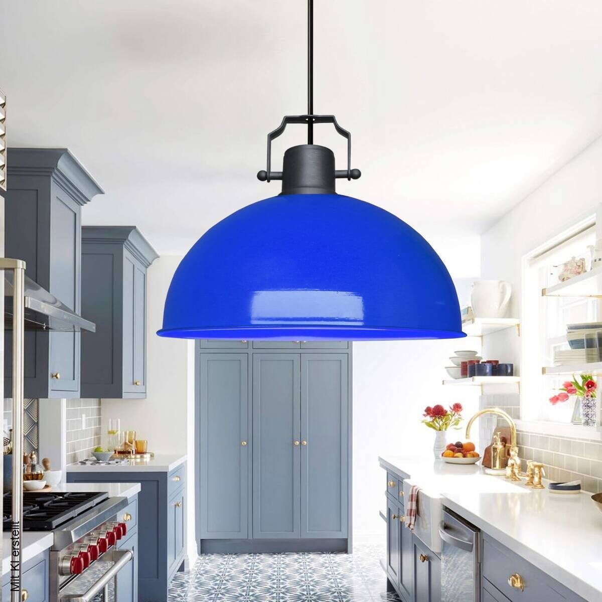 Opviq Pendelleuchte blau B/H/T: ca. 23x80x23 cm E27 1 Brennstellen