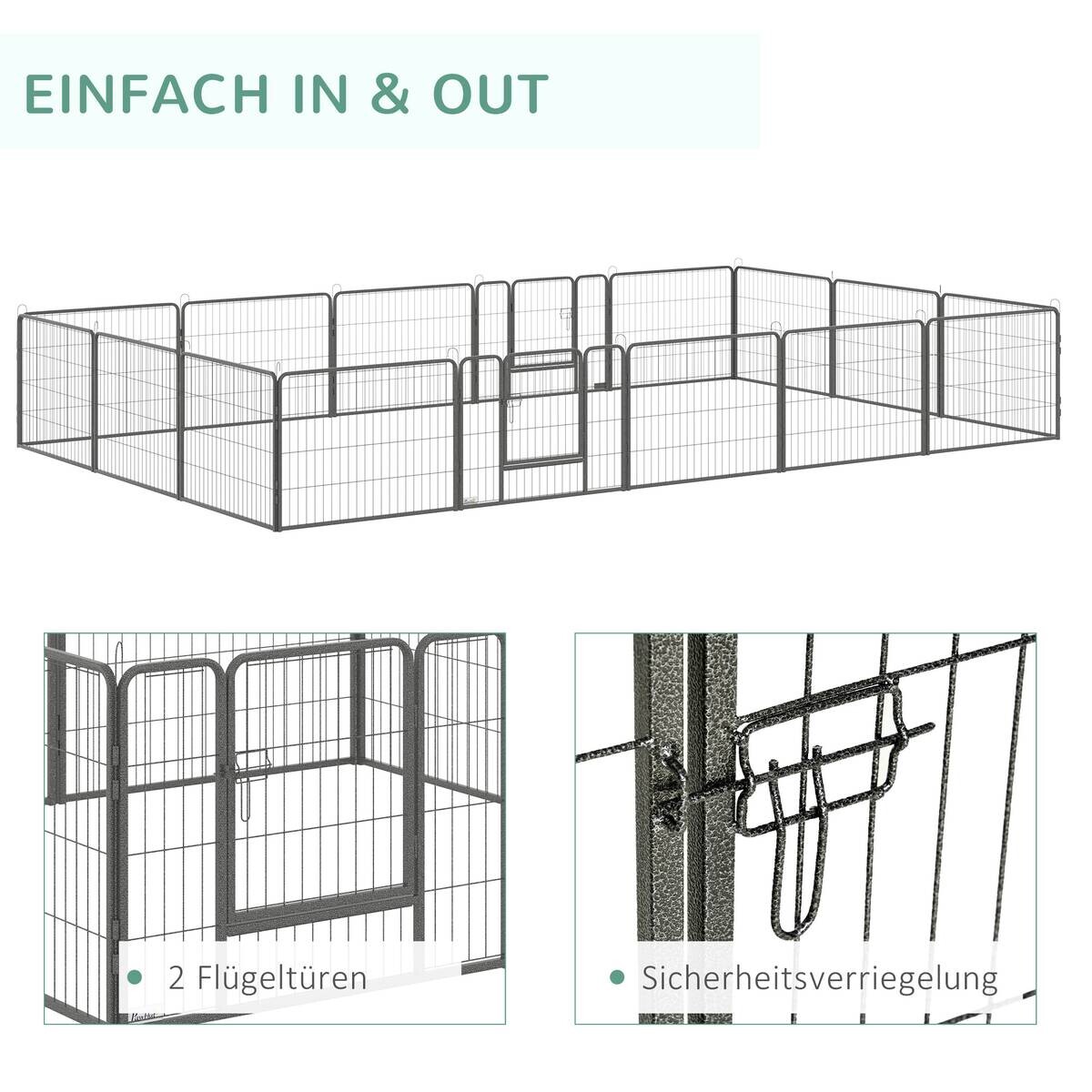 PawHut Gehege grau Edelstahl B/H/L: ca. 1,5x80x60 cm