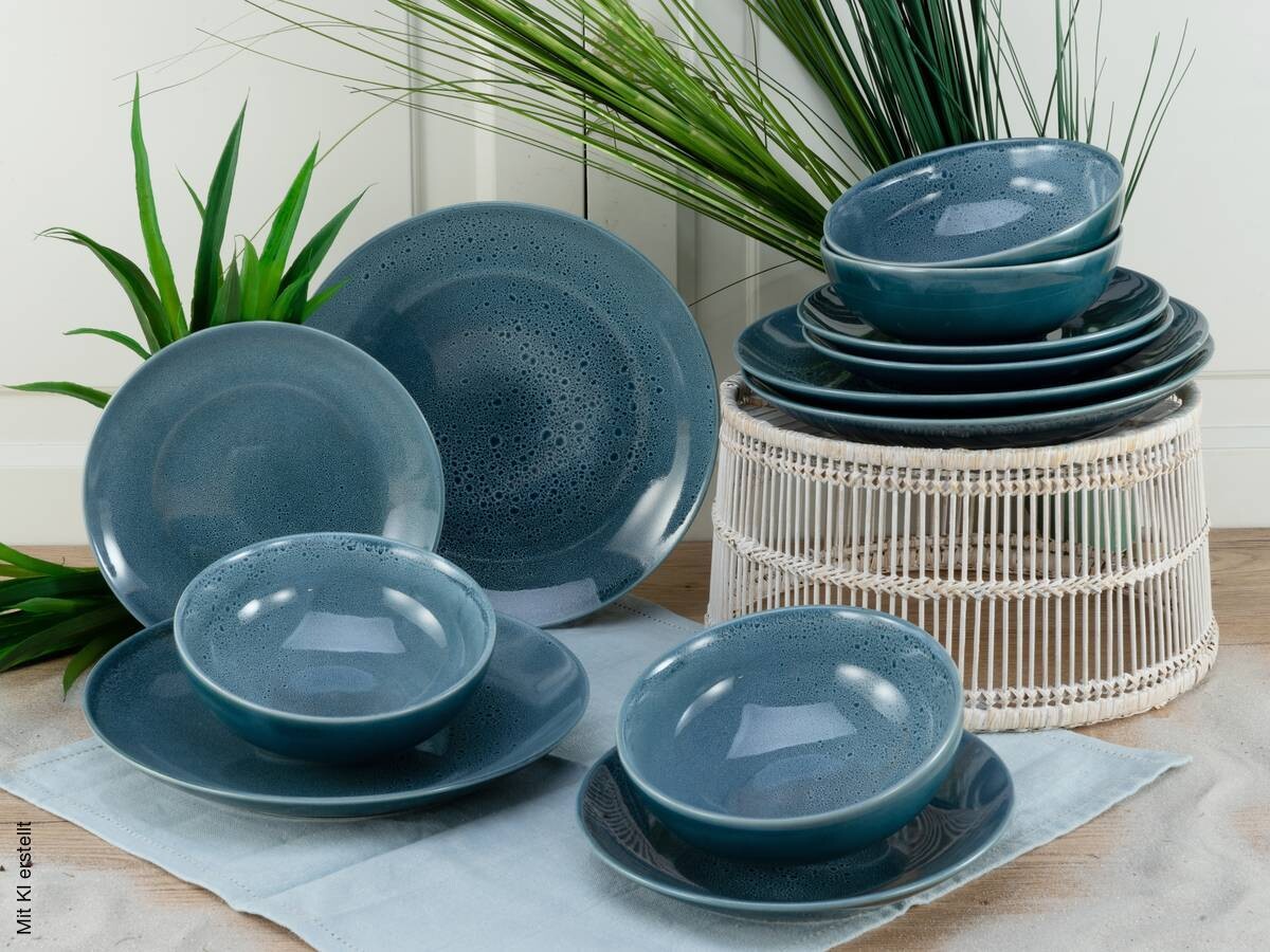 CreaTable Tafelservice Reactive BLUE petrol Keramik