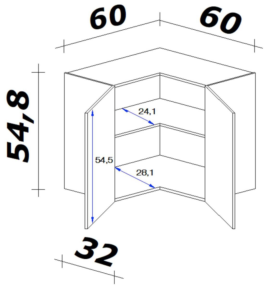 Flex-Well Eckhängeschrank Wito weiß B/H/T: ca. 60x54,8x32 cm
