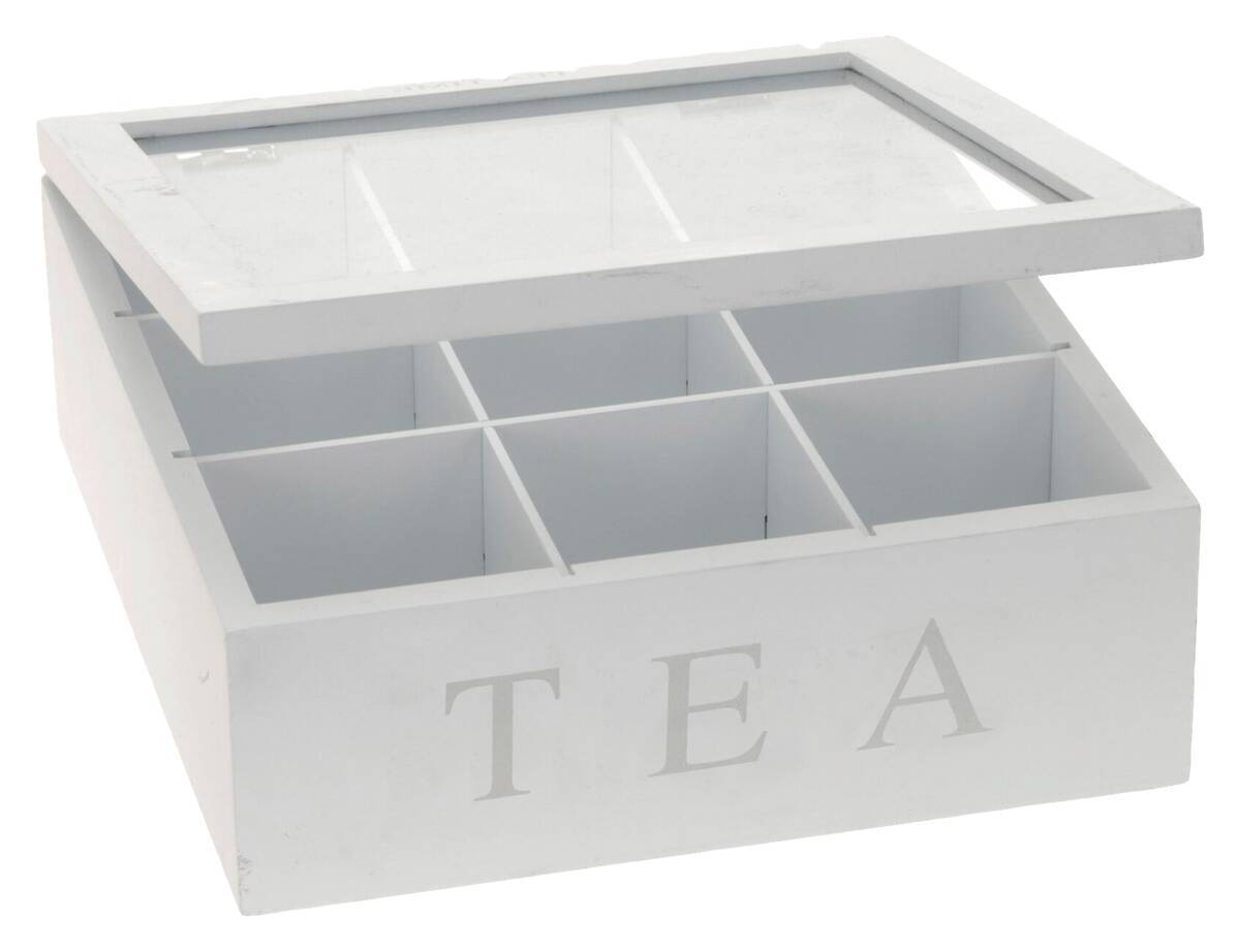 Teebox weiß MDF B/H/L: ca. 23x9x23 cm