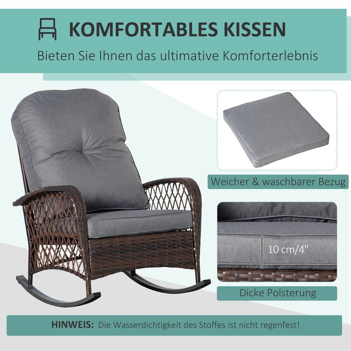 Outsunny Gartensessel braun Polypropylen B/H/L: ca. 98x75x91 cm
