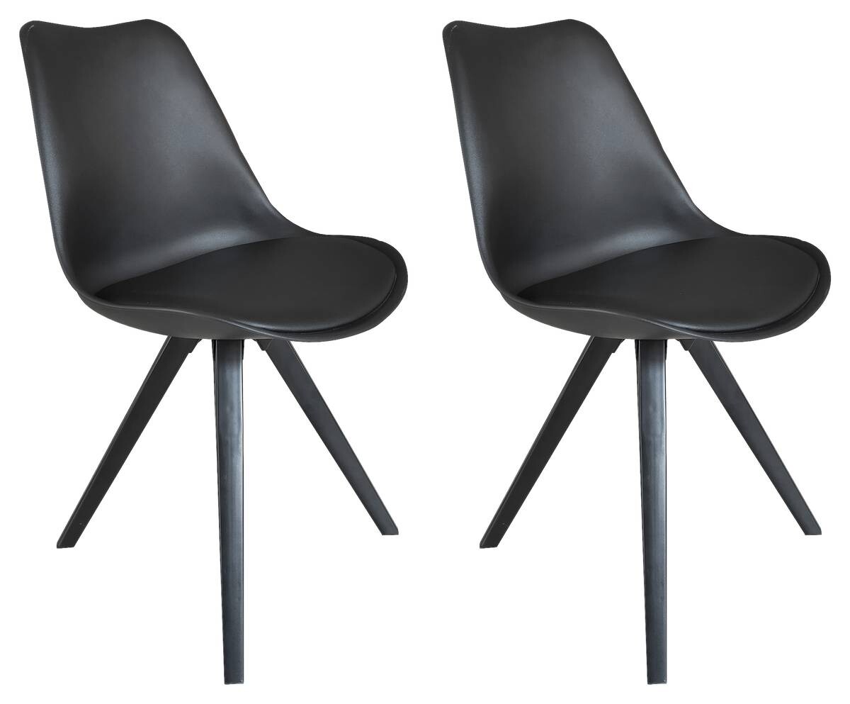 Stuhl KIRA 2er-Set schwarz schwarz schwarz Kunststoff Kunstleder Metall B/H/T: ca. 48x86x55,5 cm
