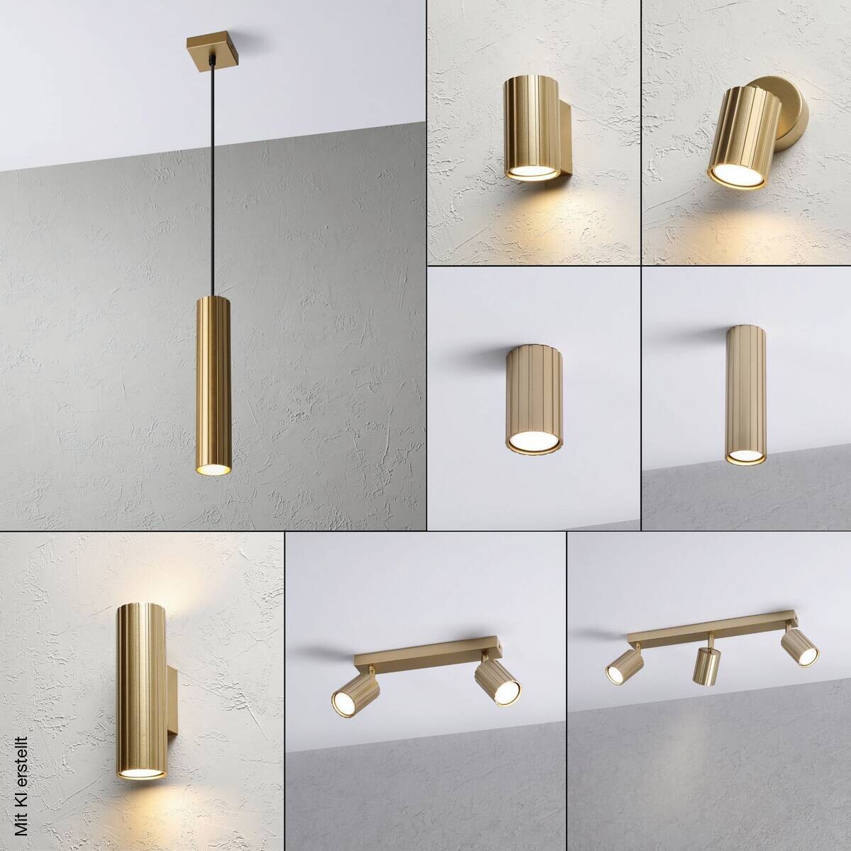 Lamkur Strahler Prisma gold Stahl B/H/L: ca. 6,5x118x6,5 cm 1 Brennstellen