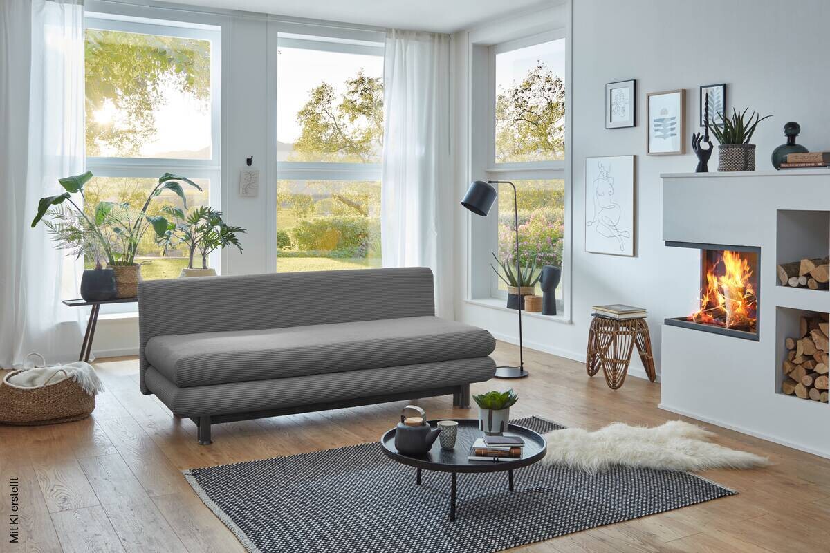 Schlafsofa Bern grau Microfaser B/H/T: ca. 190x93x92 cm