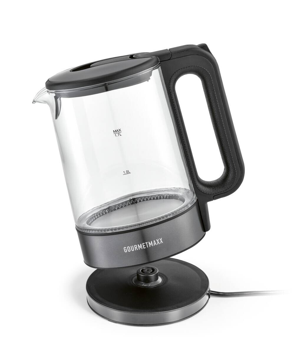 GOURMETmaxx Wasserkocher anthrazit Kunststoff Metall Glas B/H/L: ca. 15,1x24,35x21,55 cm ca. 1,7 l