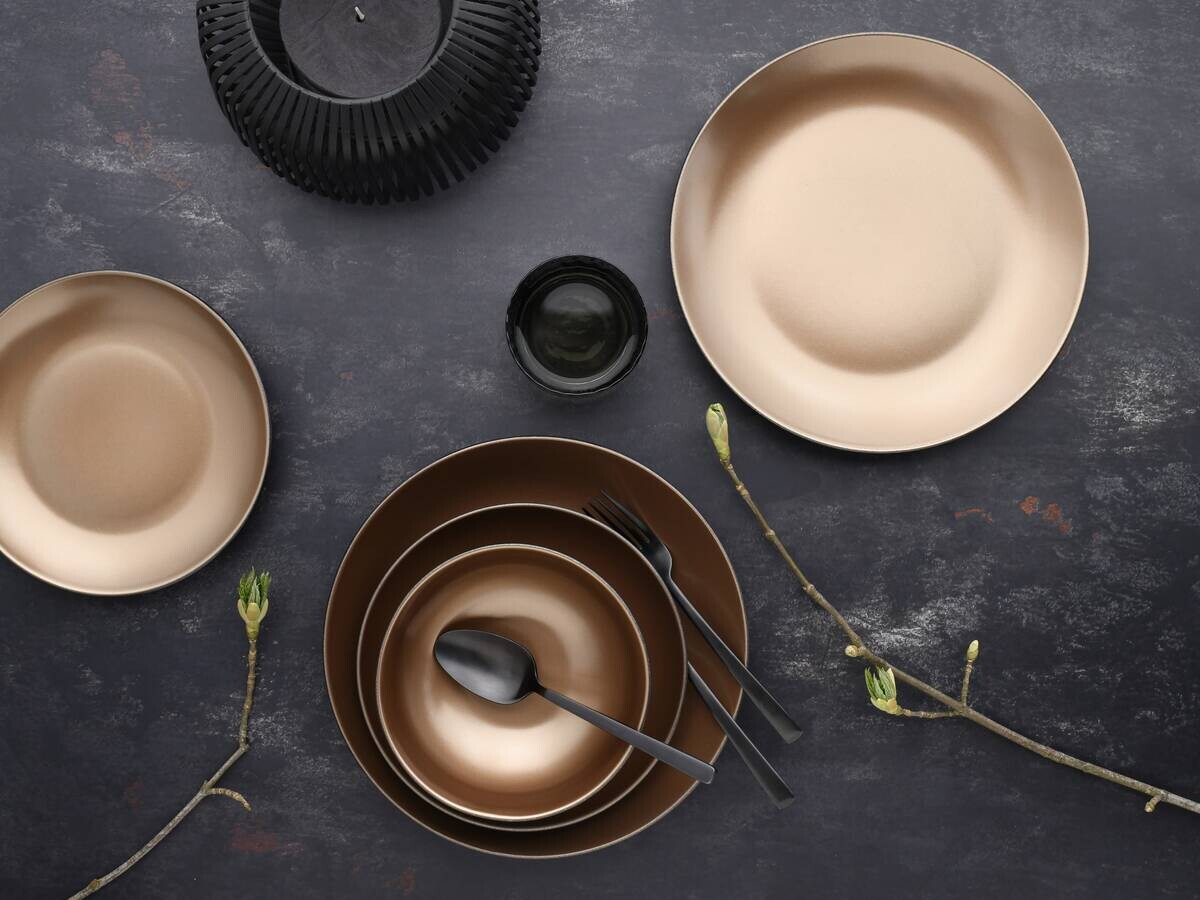 CreaTable Tafelservice GLAMOUR gold Steinzeug 12 tlg.