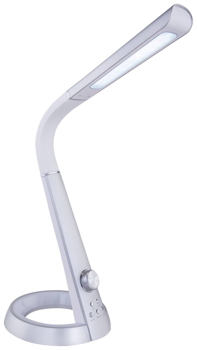 GLOBO Tischleuchte 58376S silber weiß Kunststoff Metall B/H/T: ca. 34x64x18 cm 1 Brennstellen