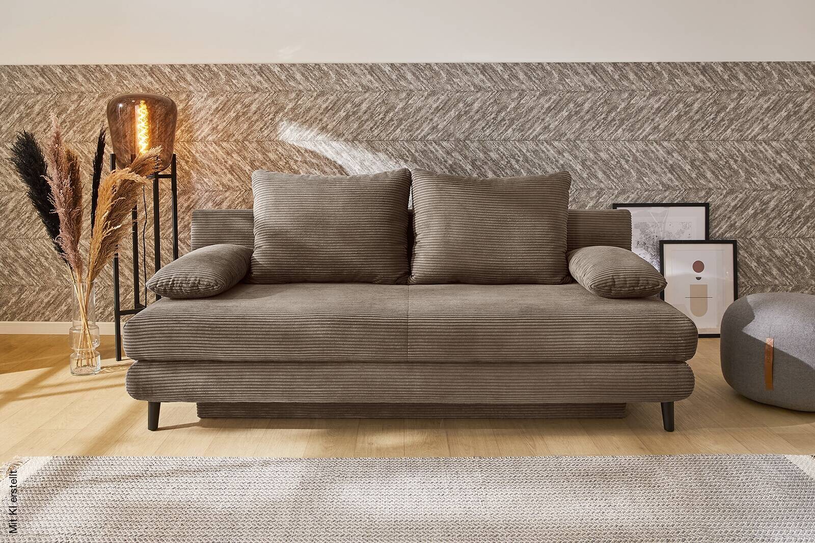 Schlafsofa taupe Microfaser B/H/T: ca. 202x74x99 cm