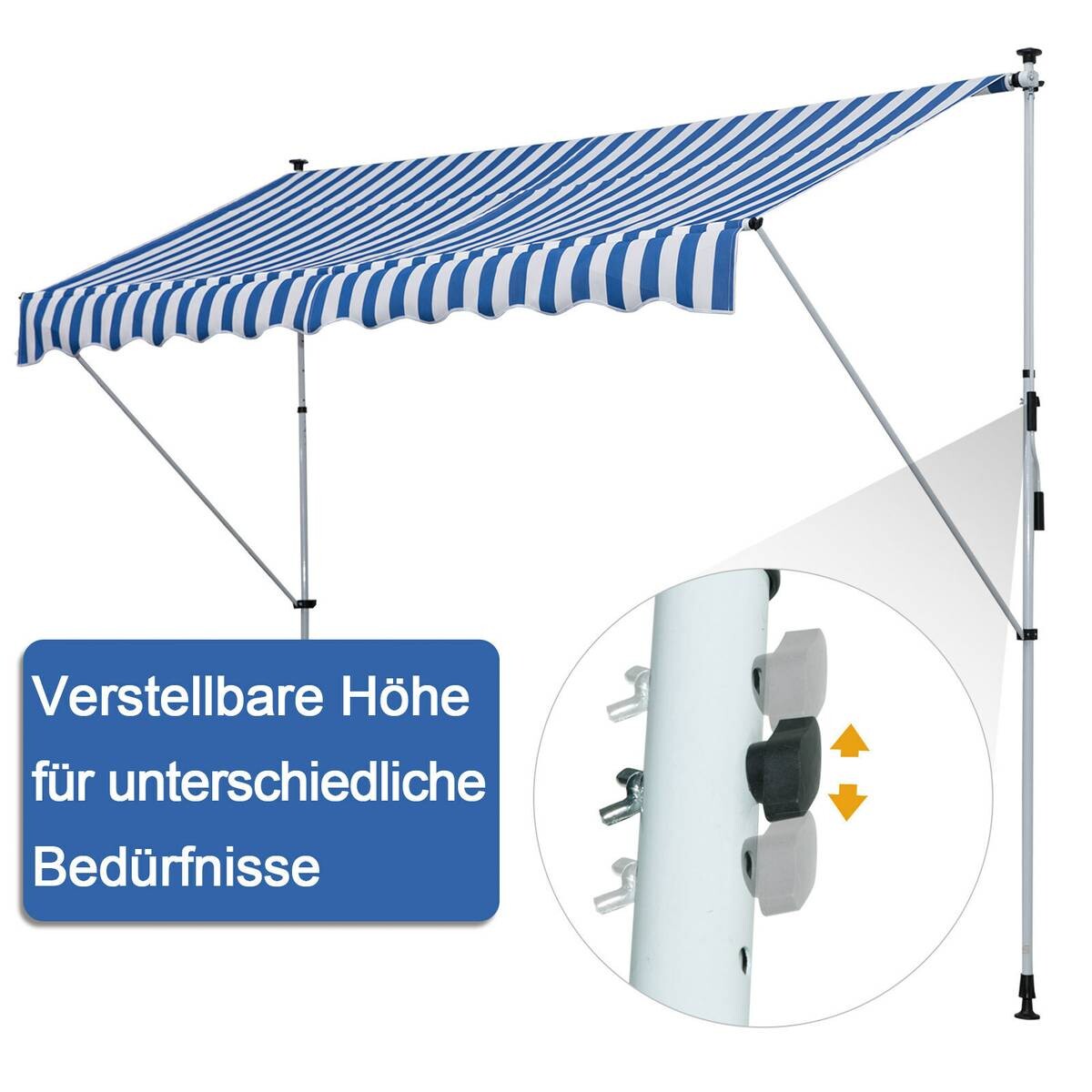 Outsunny Klemm-Markise blau B/H/L: ca. 300x280x150 cm