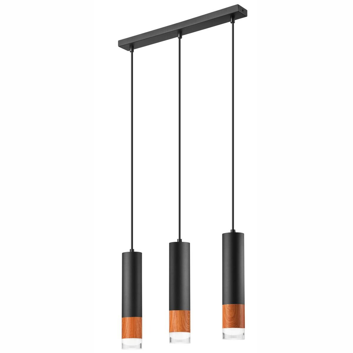 Lamkur Pendelleuchte schwarz Stahl Glas B/H/L: ca. 8x95x45 cm GU10 3 Brennstellen