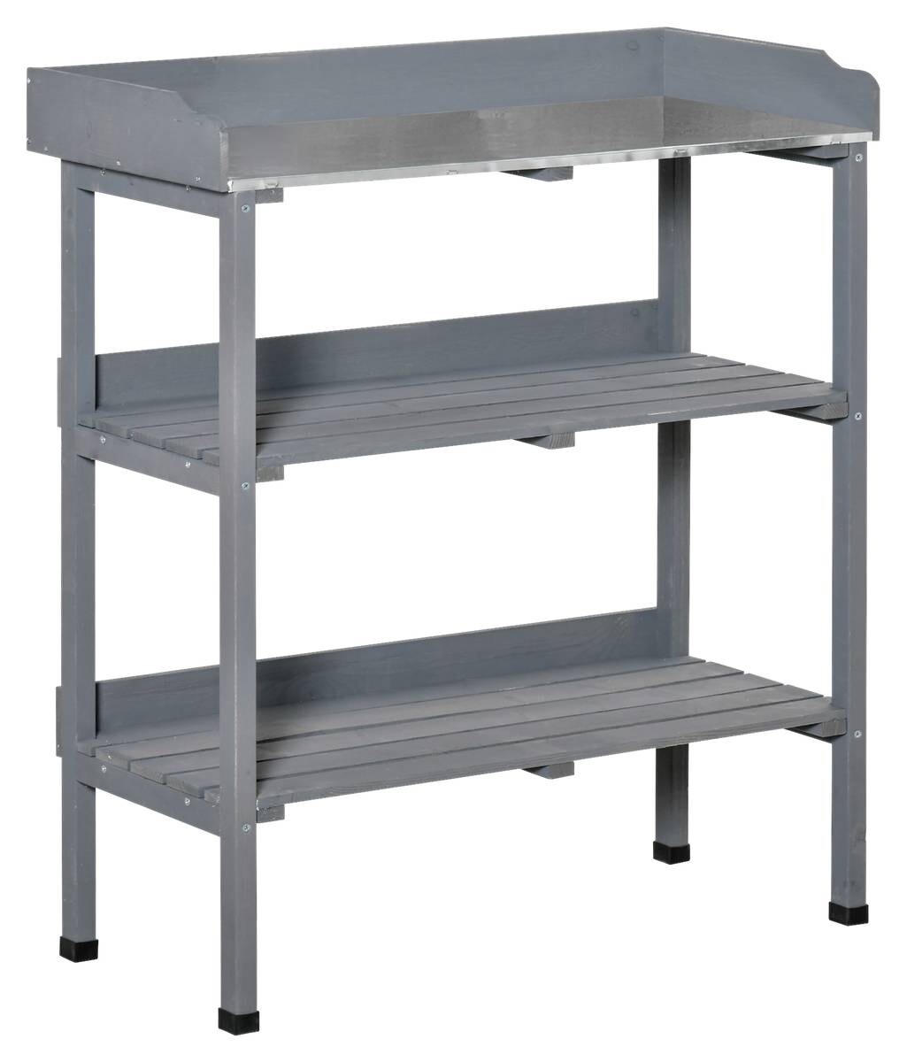 Outsunny Metall-Arbeitsfläche grau B/H/L: ca. 37x89x76 cm