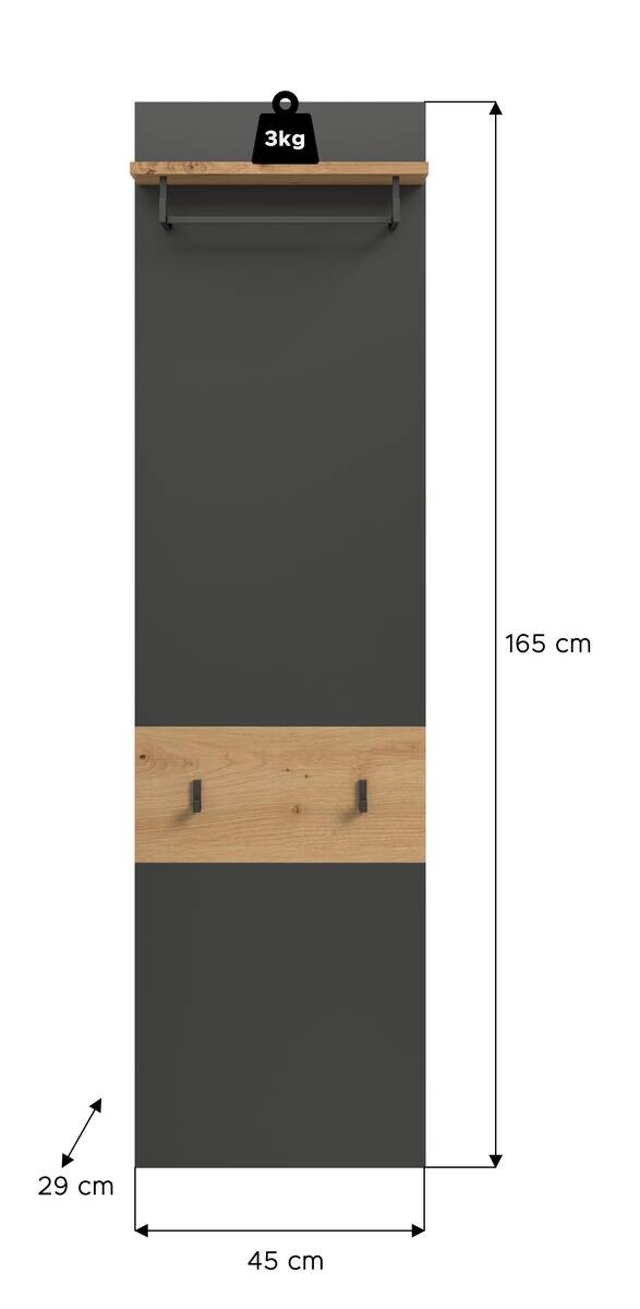 Paneel Canu basaltgrau Nachbildung Artisan Nachbildung B/H/T: ca. 165x45x29 cm