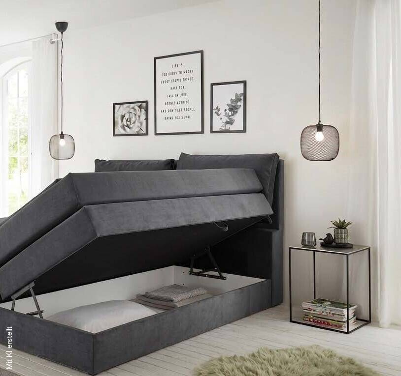 Boxspringbett Lissy graubraun Liegefläche B/L: ca. 140x200 cm