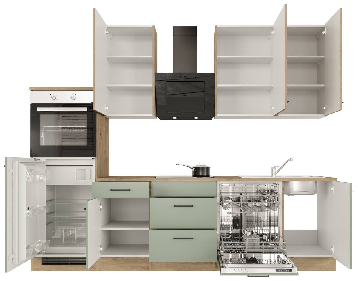 Küchenblock Cara grün matt B/H/T: ca. 280x234x60 cm