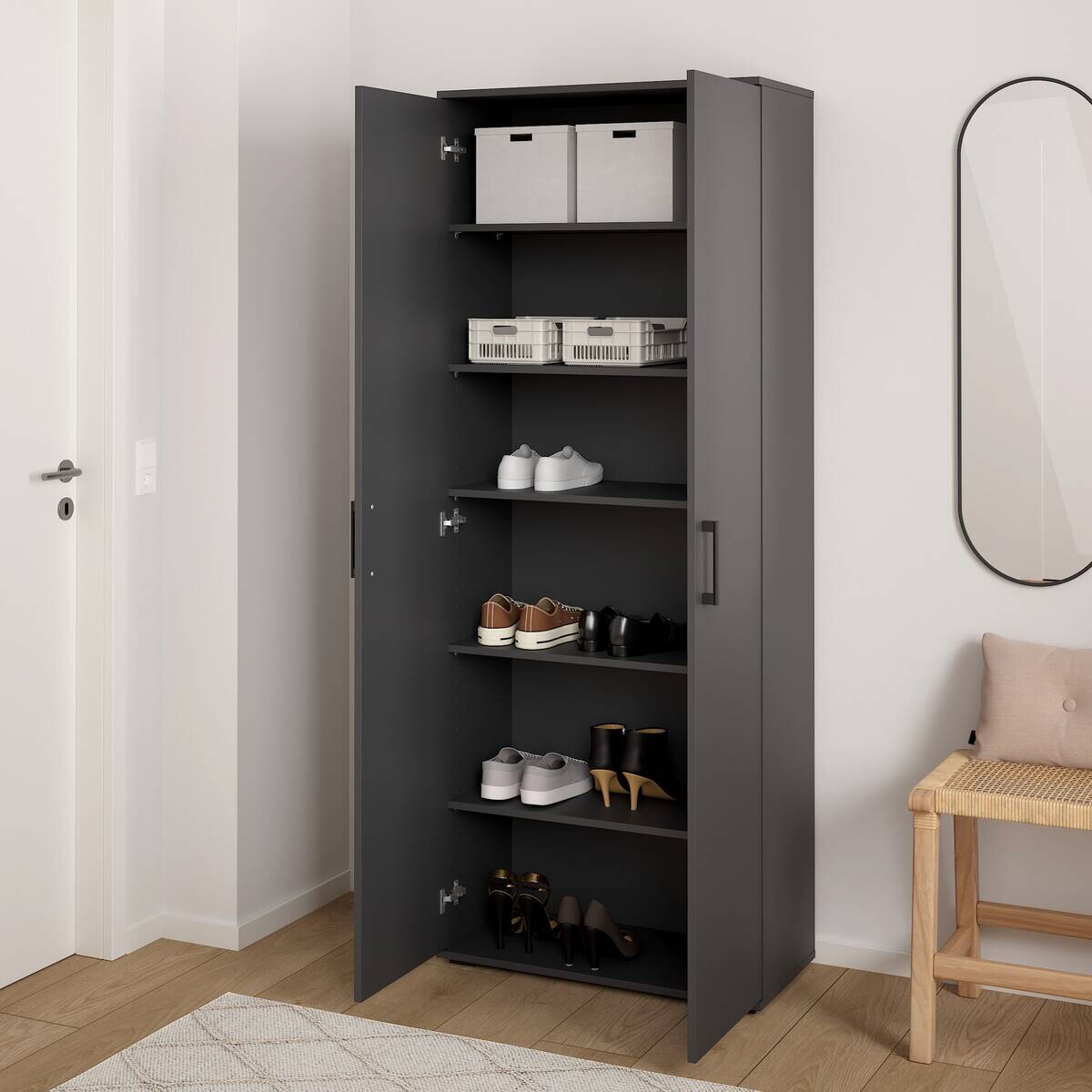 Mehrzweckschrank Mara anthrazit B/H/T: ca. 70x179x33,5 cm