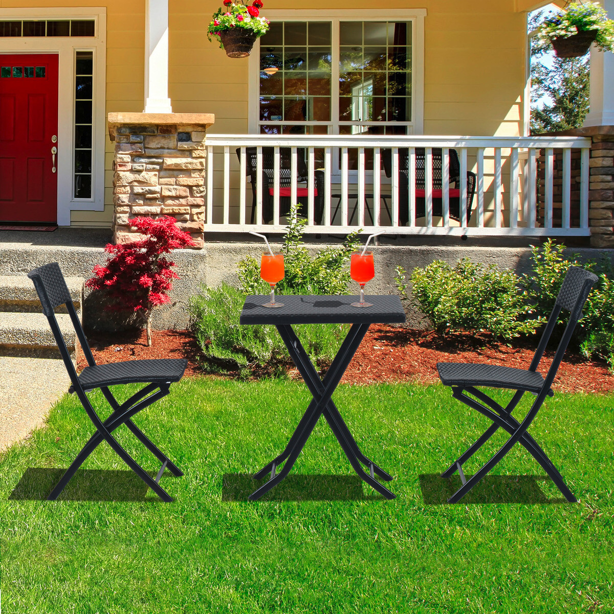 Outsunny Bistroset schwarz Metall